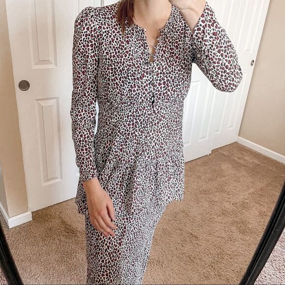 ALC Zandra Leopard Print Silk Midi Dress 6 - Picture 8 of 16